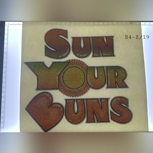 Vintage Heat Transfer Sun Your Buns 1970s Rare